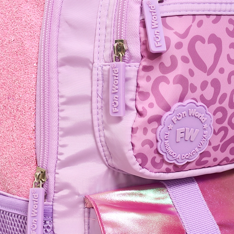 Mochila Escolar FW 2026 Fun World Chic 18" con Carro Desmontable Rosa-Lila Art.202149